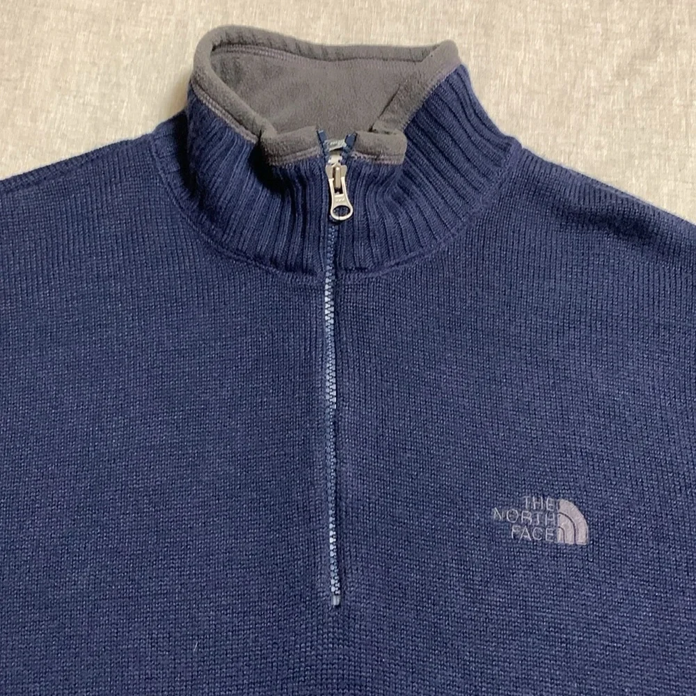The North Face Men's A5 Series NavyPull-Over Quarter-Zip Cotton Sweater Large